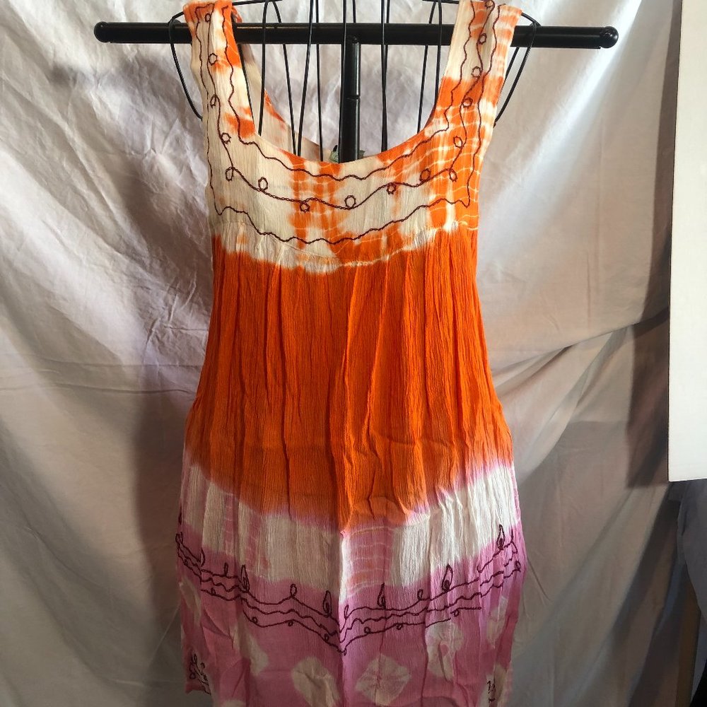 NWT Cleopatra Orange & Pink One Size Sleeveless Sundress
